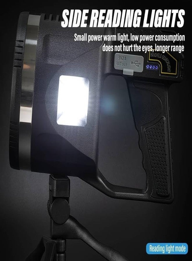 KEYOZA كشاف KEYOZA، كشاف قابل لإعادة الشحن بقوة 100000 لومن مع حامل ثلاثي القوائم، 6 أوضاع إضاءة، مقاوم للماء بمعيار IPX5، مصباح LED محمول للاستخدام الخارجي، كشاف بحث للصيد، والاستخدامات البحرية، والتخييم - Image 4